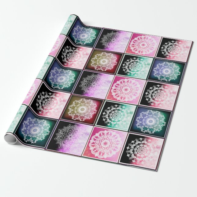 Bohemian Style Mandala Abstract Design Wrapping Paper (Unrolled)