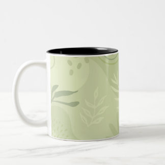 bohemian style mug Refreshing green patterns.
