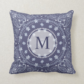 Bohemian Style Navy Blue Paisley Personalised Cushion
