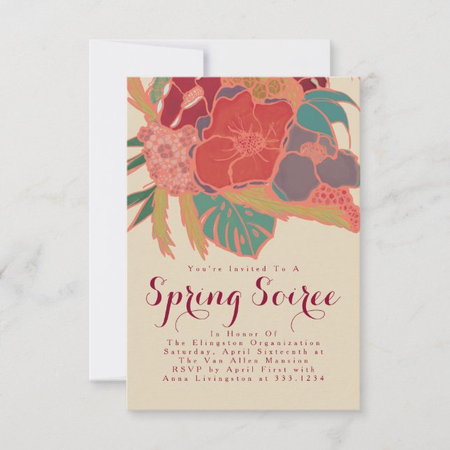 Bohemian Style Party Invitational - Floral Vintage Invitation (Front)