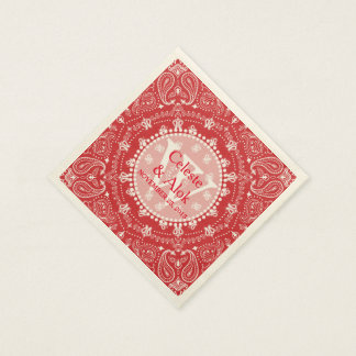 Bohemian Style Red Paisley Wedding Custom Napkin