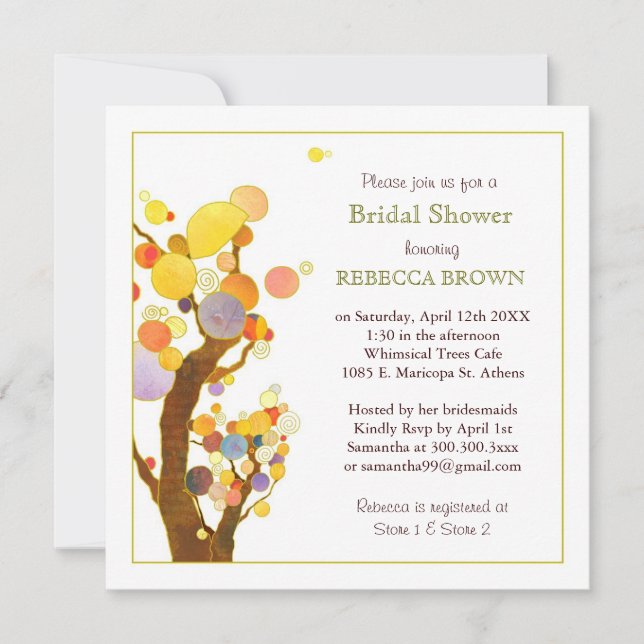 Bohemian Style Trees Modern Bridal Shower Invitation (Front)
