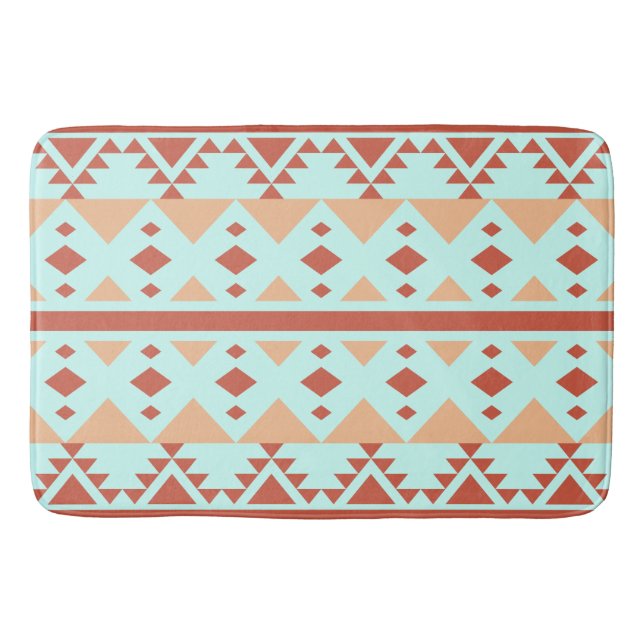 Bohemian Style Tribal Triangles Custom Bath Mat (Front)