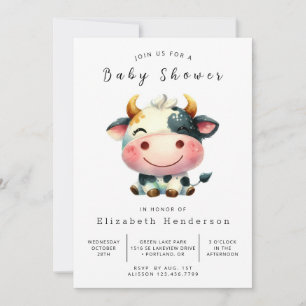 Bohemian Stylish Barn Cow Baby Shower Invitation