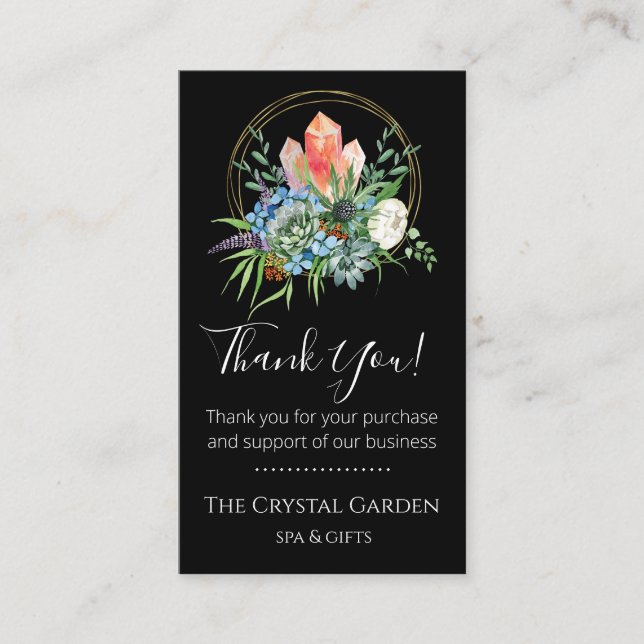 Bohemian Succulent Flowers Bouquet Thank You  Business Card (Front)