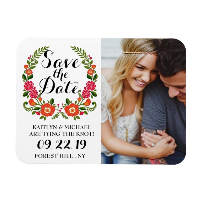 Bohemian Summer Photo Wedding Save The Date Magnet (Horizontal)