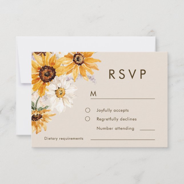 Bohemian Sunflower Wedding  RSVP Card (Front)