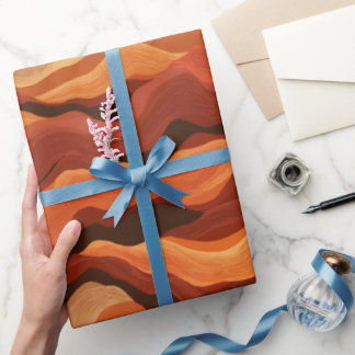 Bohemian Sunset Orange Rust Flow Abstract Pattern Wrapping Paper