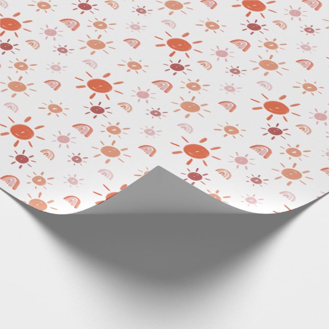 Bohemian Sunshine and Rainbows in Red Wrapping Paper (Corner)