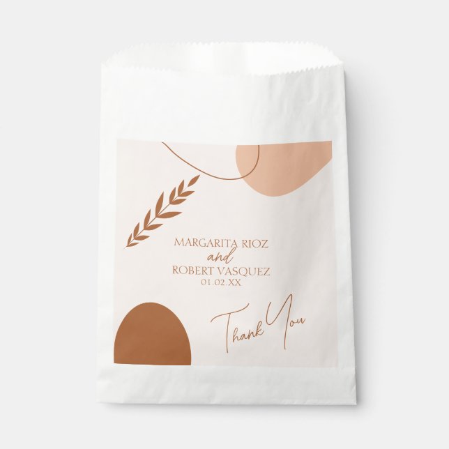 Bohemian Tan Brown Wedding Couples Thank You  Favour Bags (Front)