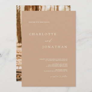 Bohemian Tan Minimalist Desert Theme Wedding Invitation