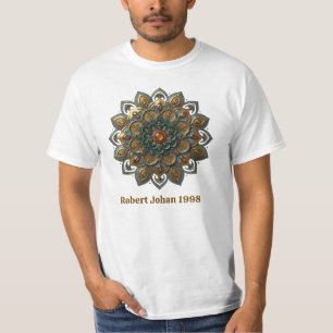 Bohemian Teal and Gold Mandala Ornate T-Shirt