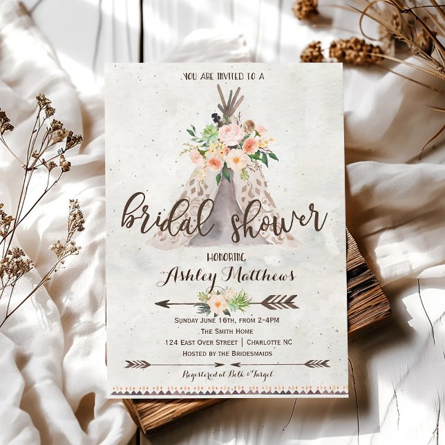 Bohemian Teepee Bridal Shower Invitation (Creator Uploaded)