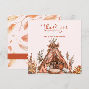 Bohemian Tent Wildflower Wedding Thank You Card
