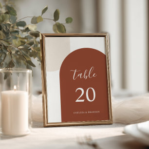 Bohemian Terracotta Arch Wedding Table Number