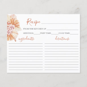 Bohemian Terracotta Bridal Shower Recipe Card