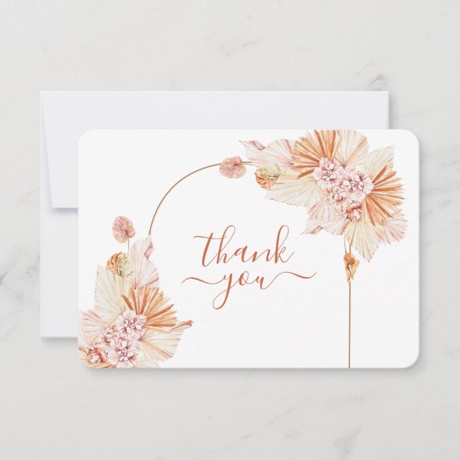 Bohemian Terracotta desert wedding thank you card (Front)