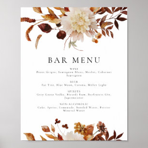 Bohemian Terracotta Fall Floral Bar Menu Sign