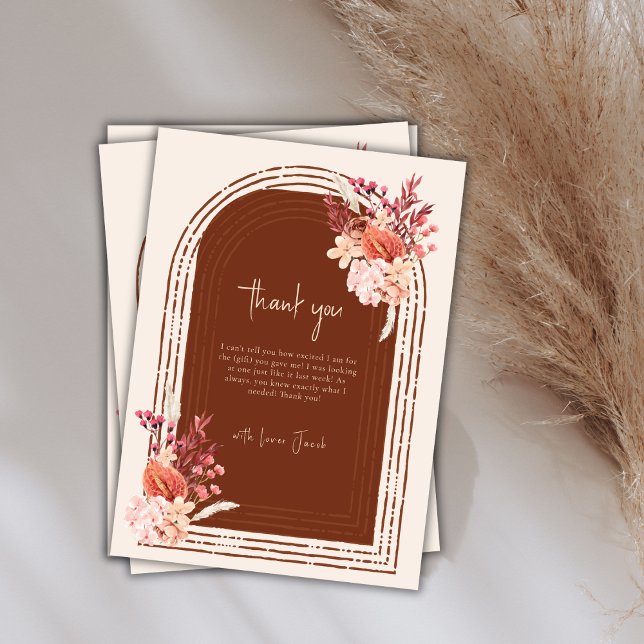 Bohemian Terracotta Floral Arch Baby Shower Thank You Card (Bohemian Terracotta Floral Arch Baby Shower Thank You Card)