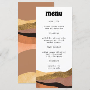 Bohemian Terracotta Groovy Wedding Dinner Menu