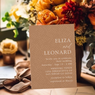 Bohemian Terracotta Modern Minimalist Wedding Invitation