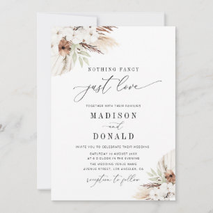 bohemian terracotta pampas grass wedding invitation