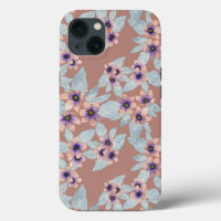 Bohemian Terracotta Pink Flowers Watercolor