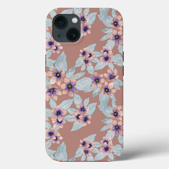 Bohemian Terracotta Pink Flowers Watercolor Case-Mate iPhone Case (Back)