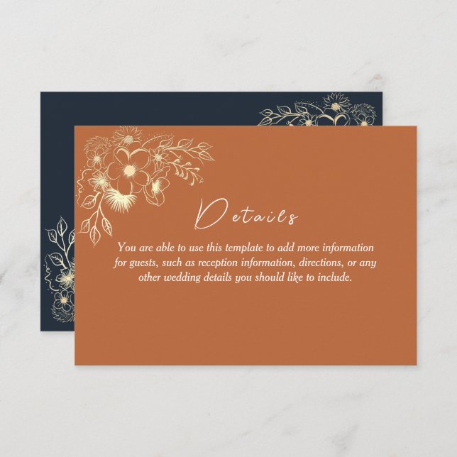 Bohemian Terracotta Wedding Details Enclosure Card (Front/Back)
