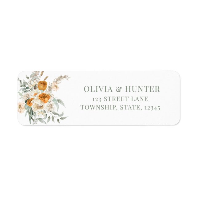 Bohemian Terracotta Wedding Return address Label (Front)