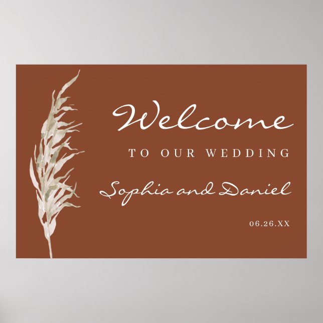 Bohemian Terracotta Wedding Welcome Sign (Front)