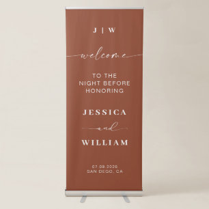 Bohemian Terracotta Welcome Wedding Night Before Retractable Banner