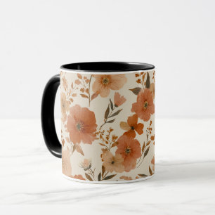 Bohemian Terracotta Wildflower Floral Pattern Mug