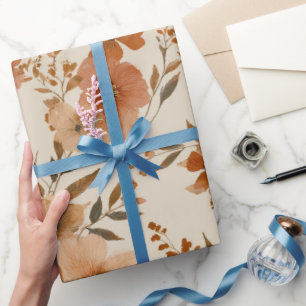 Bohemian Terracotta Wildflower Floral Pattern Wrapping Paper