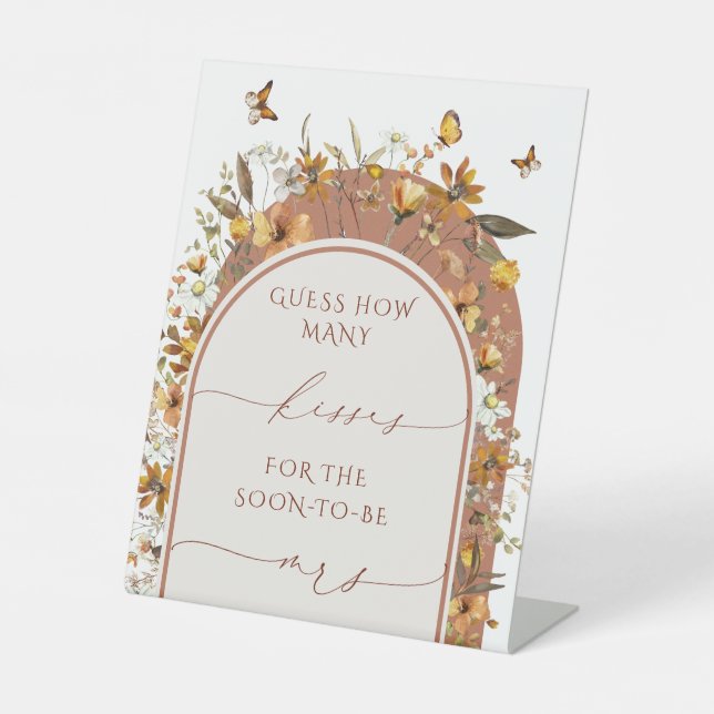 Bohemian Terracotta Wildflowers Bridal Shower Pedestal Sign (Front)