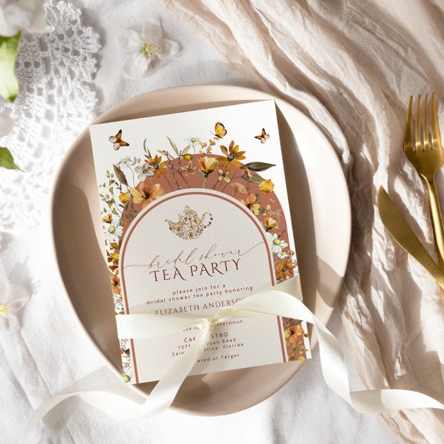 Bohemian Terracotta Wildflowers Bridal Tea Party Invitation (Creator Uploaded)