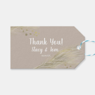 Bohemian Thank You Pampas Gold Natural Gift Tags