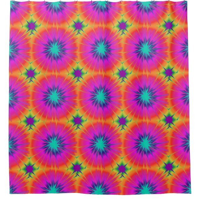 Bohemian Tie Dyed, Pink and Yellow Shower Curtain (Front)