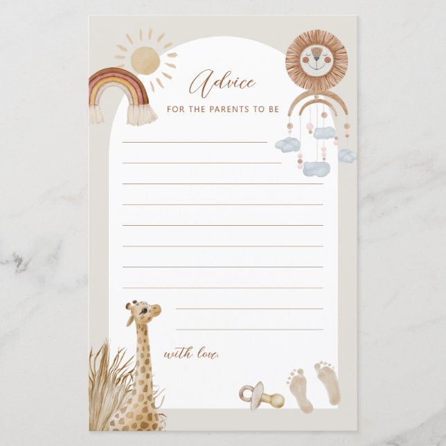 Bohemian Toys Giraffe Sun Advice for parents to be (Front)