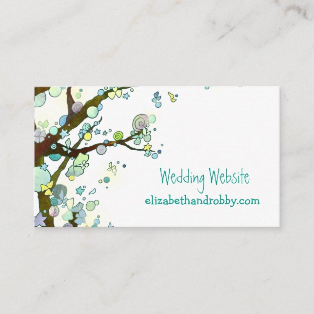 Bohemian Trees Wedding Website Enclosure Card (Front)