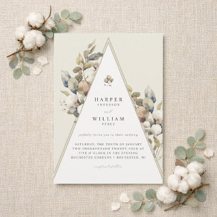 Bohemian triangle cotton foliage wedding invitation