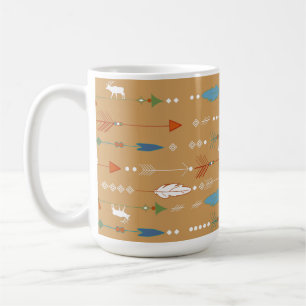 Bohemian Tribal Moose Arrows Feathers Coffee Mug