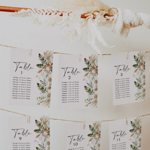 Bohemian tropical elegant wedding seating plan a-z