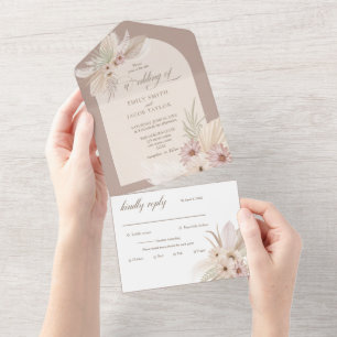 Bohemian Tropical Floral wedding All In One Invita All In One Invitation