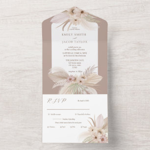 Bohemian Tropical Floral wedding All In One Invitation