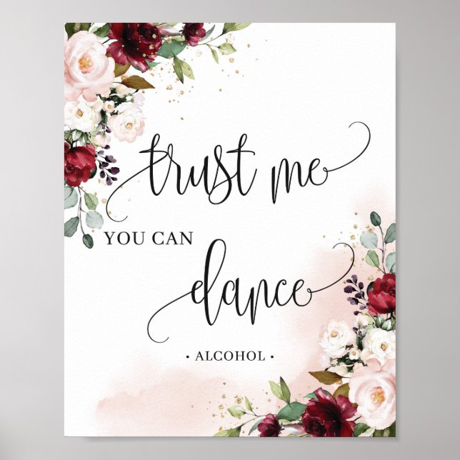 Bohemian trust me you can dance burgundy boho sign (Front)