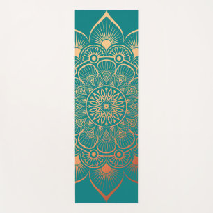 Bohemian Turquoise Peach Mandala Yoga Mat