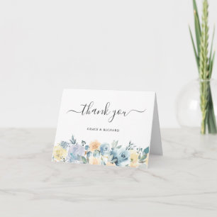 Bohemian Vanilla Blue Chic Floral Thank You Card