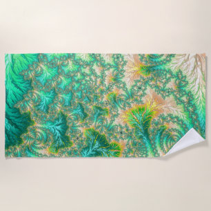 Bohemian Vibrant Trippy Fractal Abstract Spiral Beach Towel