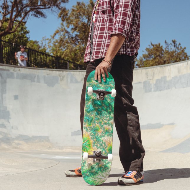 Bohemian Vibrant Trippy Fractal Abstract Spiral  Skateboard (Outdoor 2)